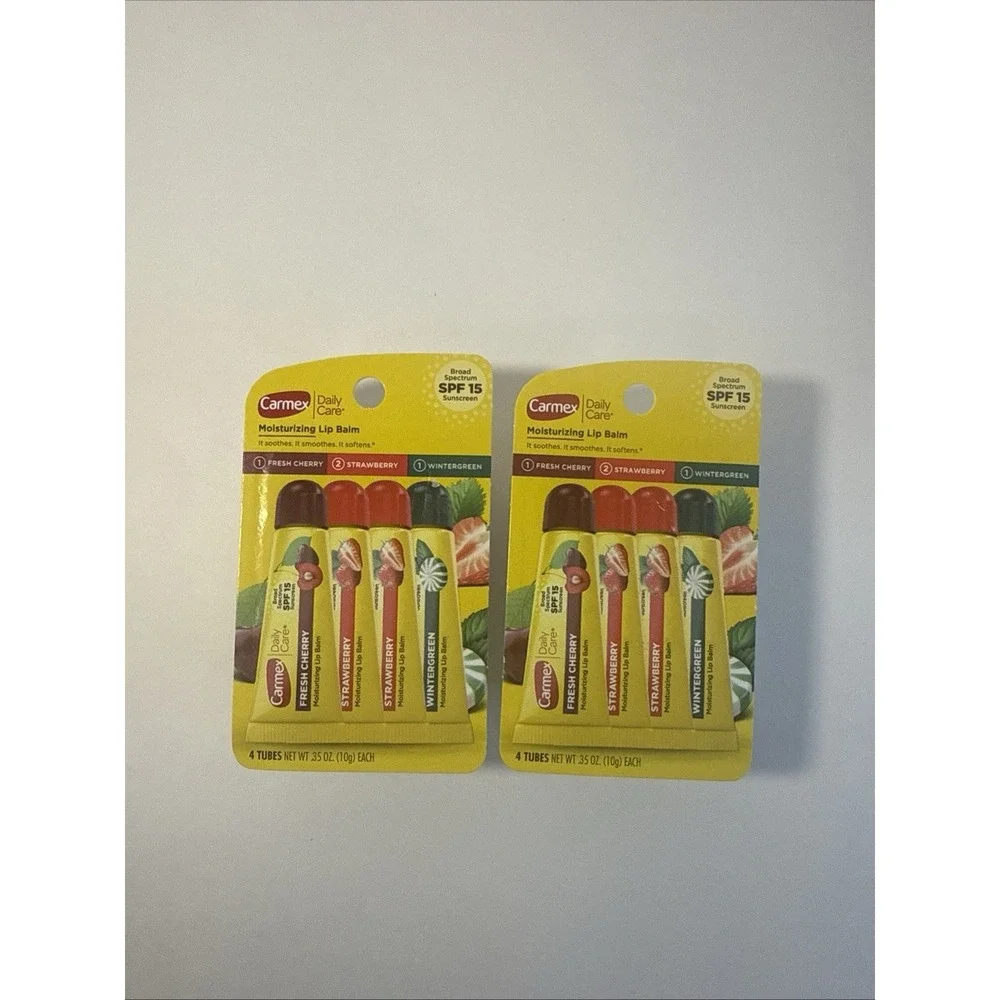 Carmex Daily Care Moisturizing Lip Balm (2) Packs 4 of SPF 15 Strawberry Ch Wint